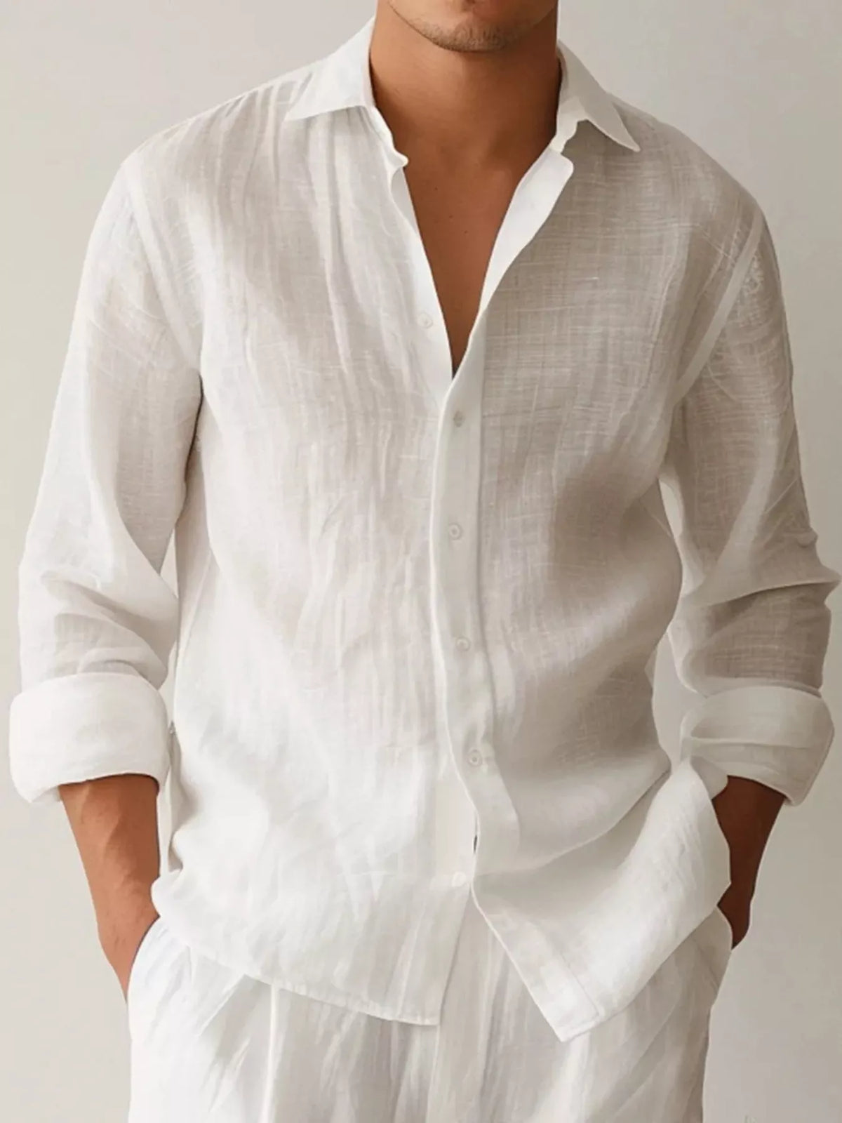 Cotton button-up shirt – white