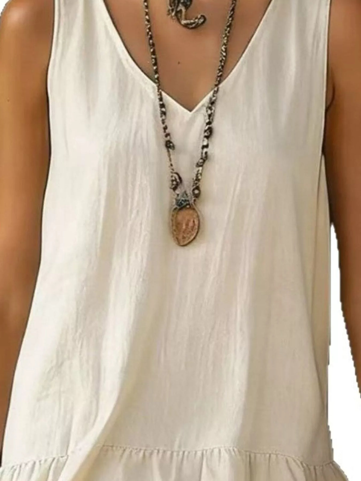 Ruffle-hem sleeveless dress