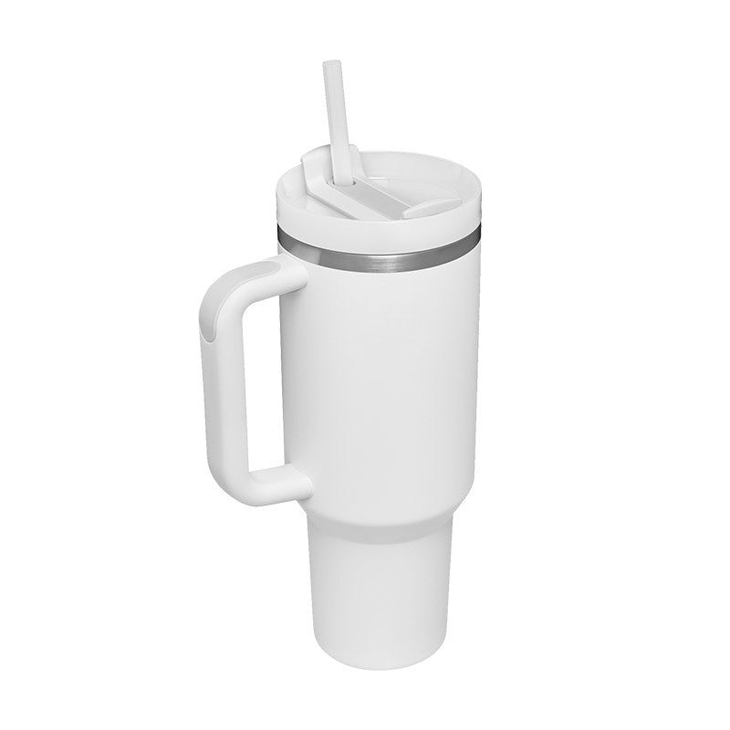 Gobelet isotherme de 113 cl avec poignée et paille, en acier inoxydable, anti-fuite, avec couvercle, idéal pour la voiture, la salle de sport, le bureau ou les voyages.