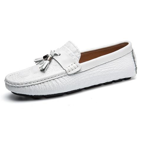 Croc-embossed leather loafers