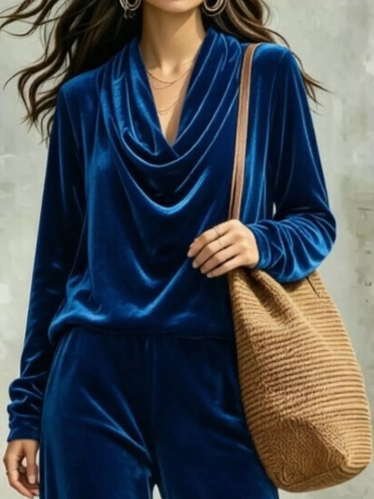 Velvet cowl-neck set