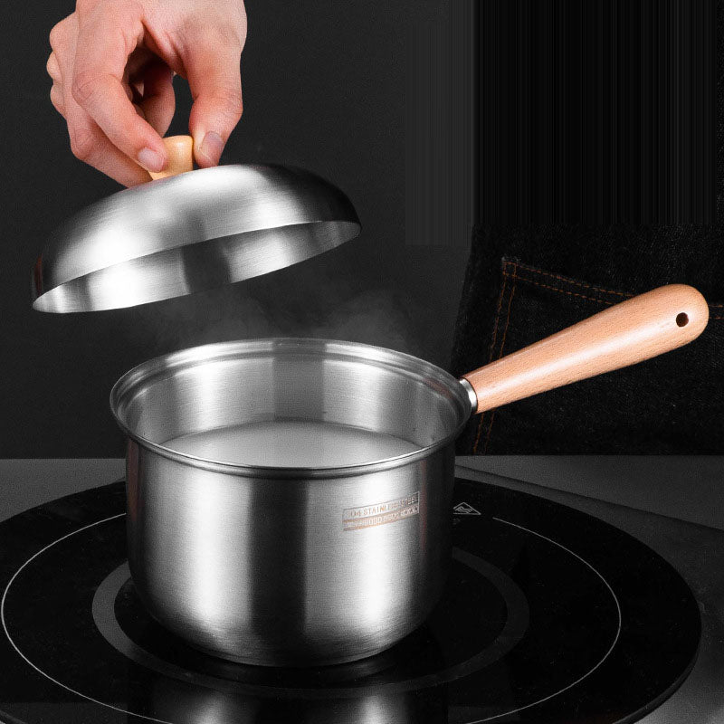 304 stainless steel milk pot, instant noodle pot, household wooden handle dormitory small soup pot, milk heating baby food pot