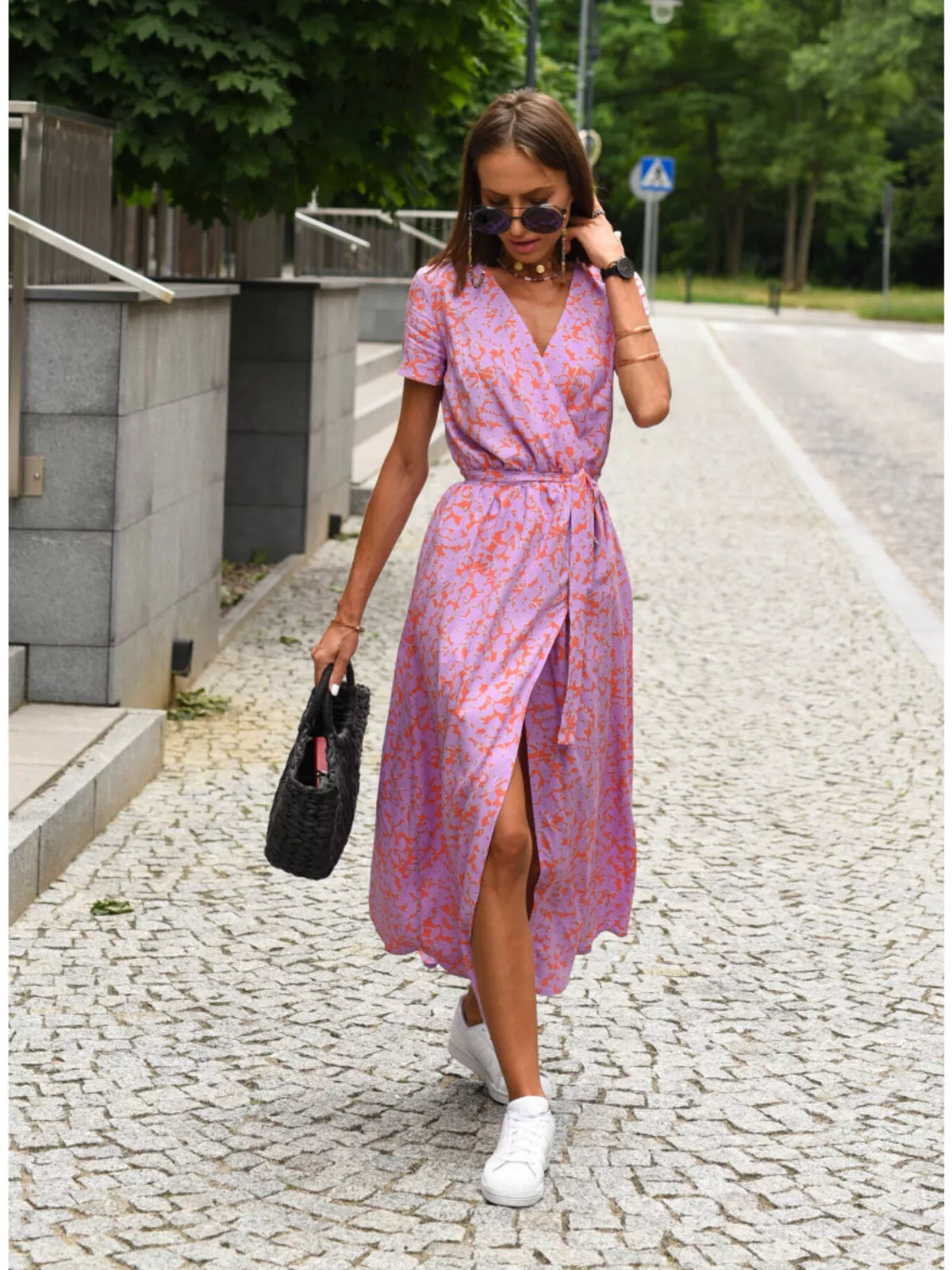 Surplice midi dress