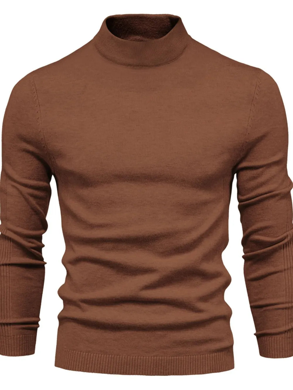 Mock neck long sleeve sweater, Brown