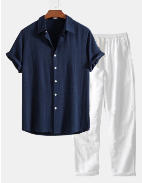 Cotton-linen shirt and trouser set