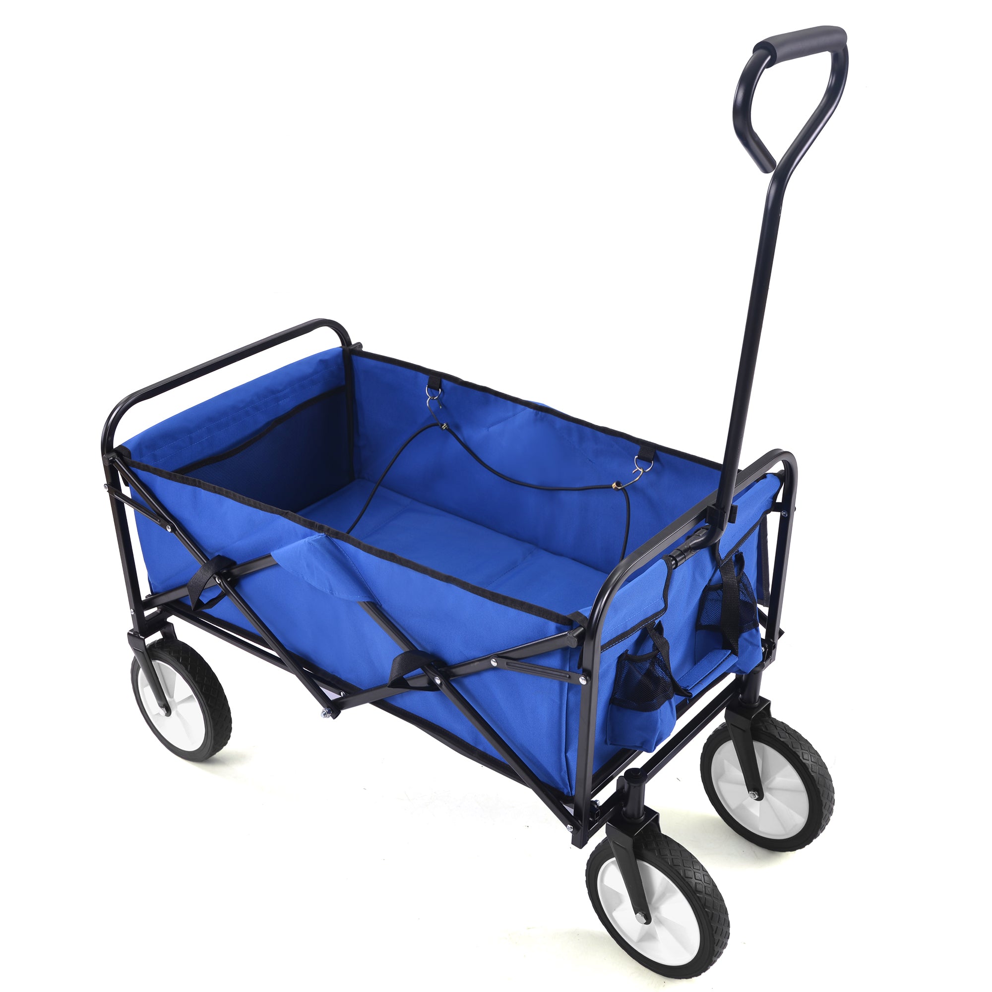 Folding Wagon Garden Shopping Beach Cart   (Blue)