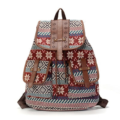 Sansarya New Hollow Out PU Leather Bohemian Vintage Women Backpack Teenage Gilrs School Female Ladies Drawstring Bag Rucksack