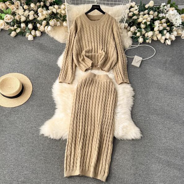 Knit sweater set – new khaki