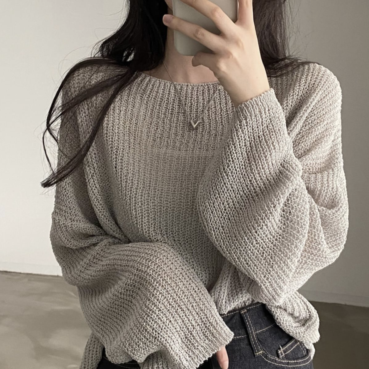 One-size knit sweater – gray
