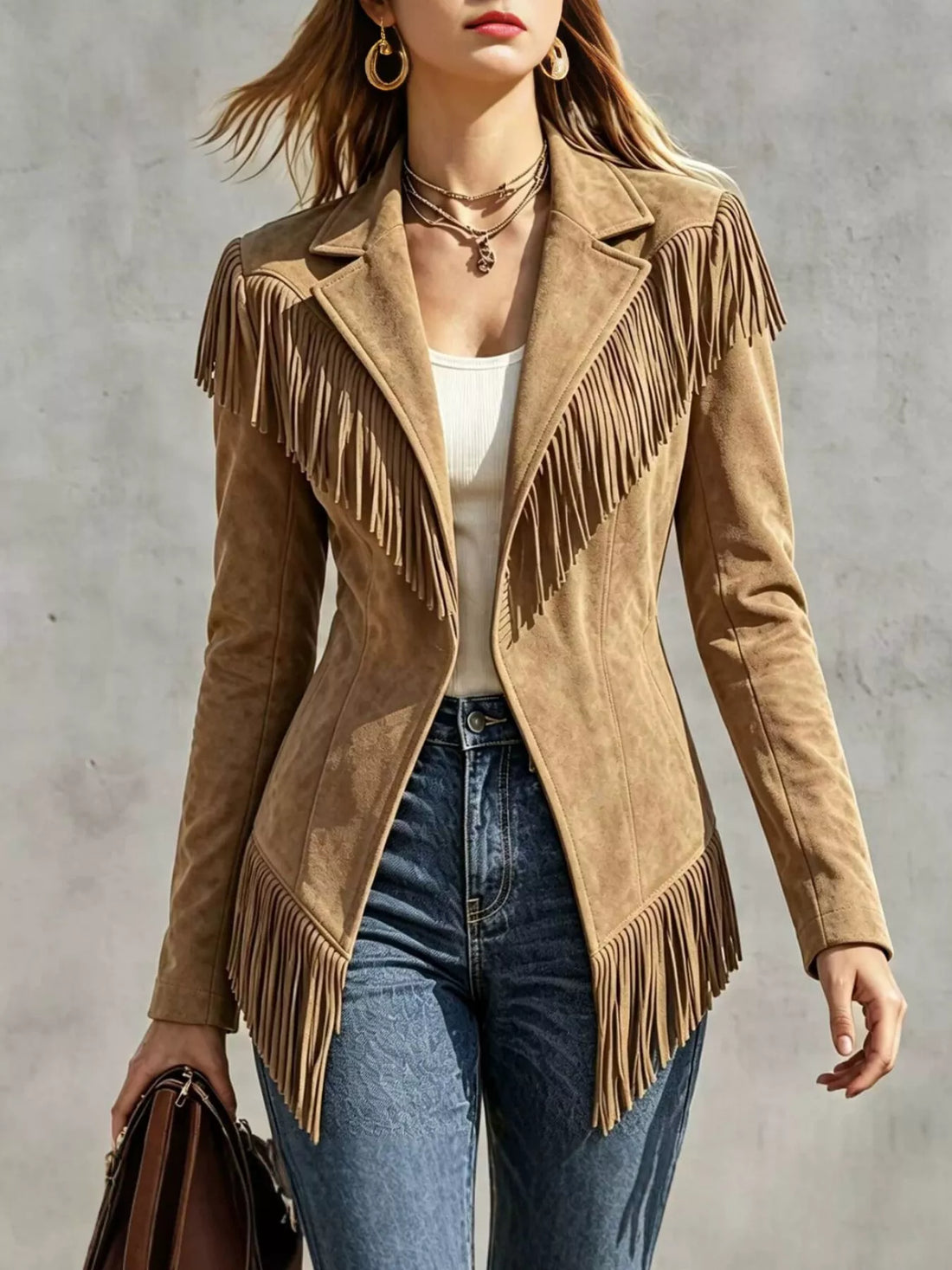 Western fringe jacket – camel