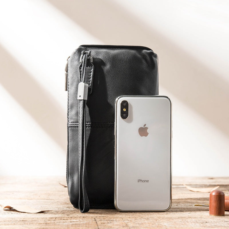 Leather zip travel wallet