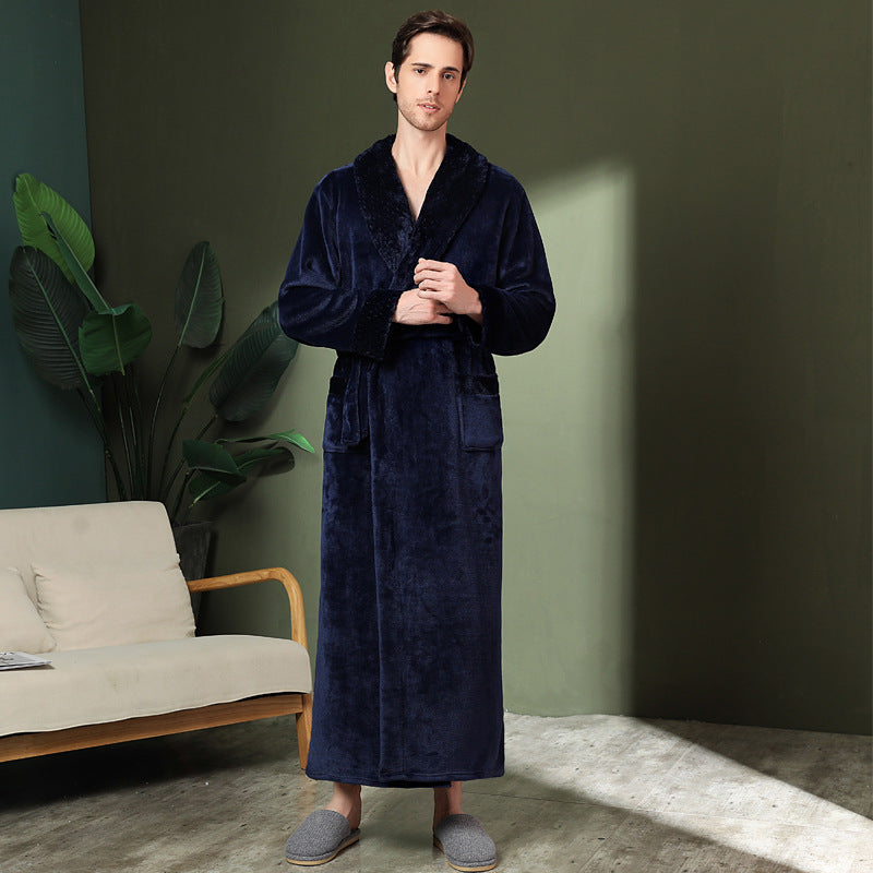 Women's double-sided thick couple bathrobe long autumn and winter coral fleece men's ankle length winter nightgown robe