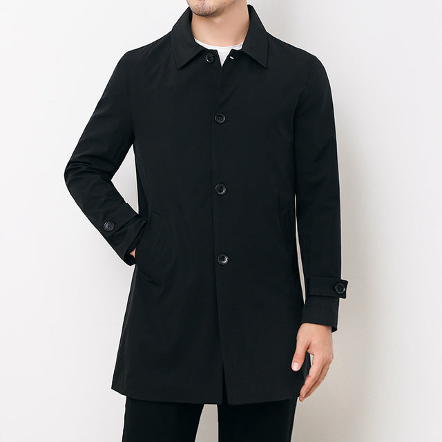 Button front mac coat, Black, front