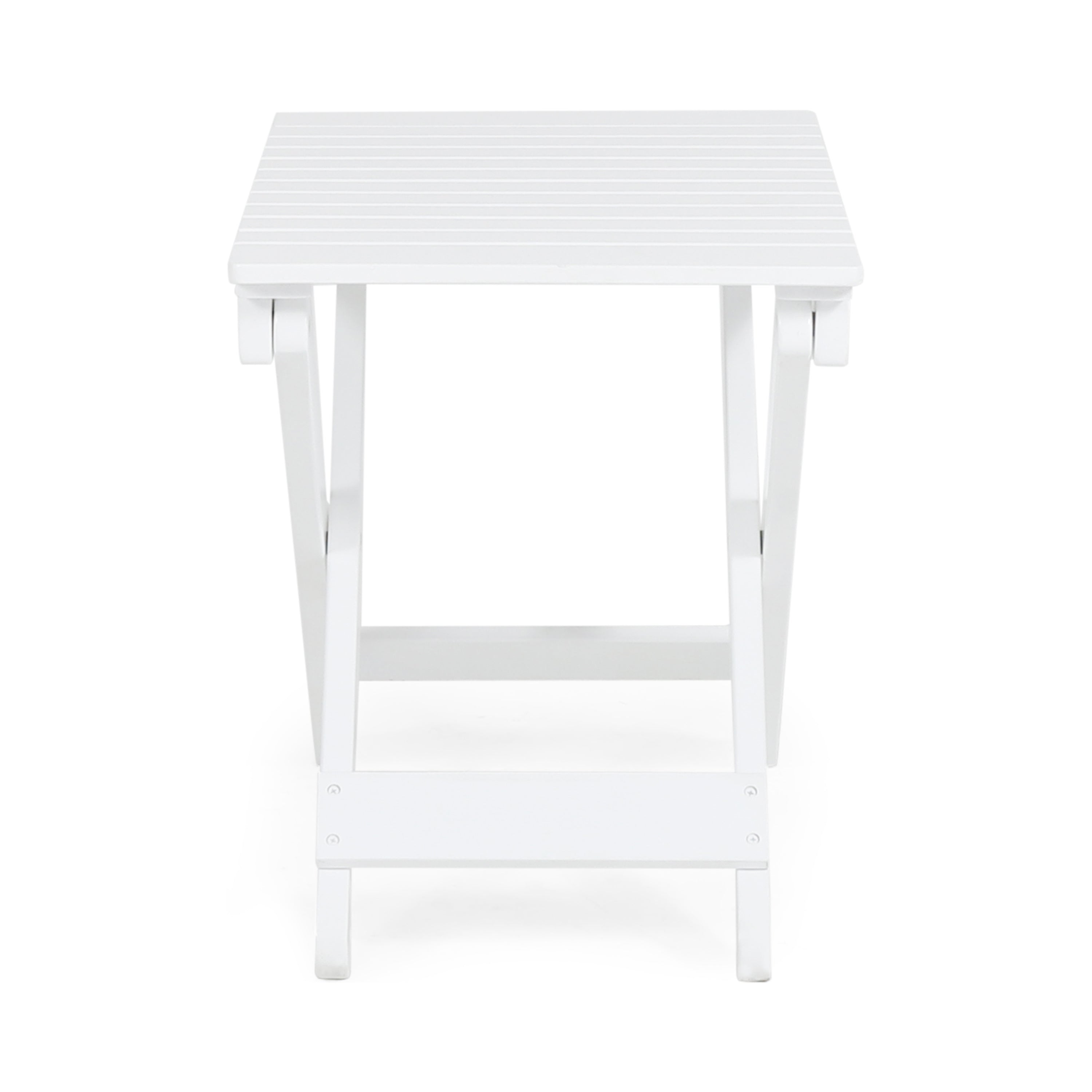 Outdoor Folding Wooden Side Table, White, 15"D x 22.75"W x 18.25"H