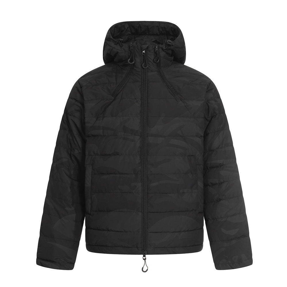 Street Style Men's Hooded Irregular Zipper Loose Fit Duck Down Jacket Coat