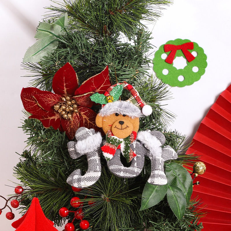 Christmas decorations Christmas tree ornaments elderly people snowmen elk teddy bears hanging decorations