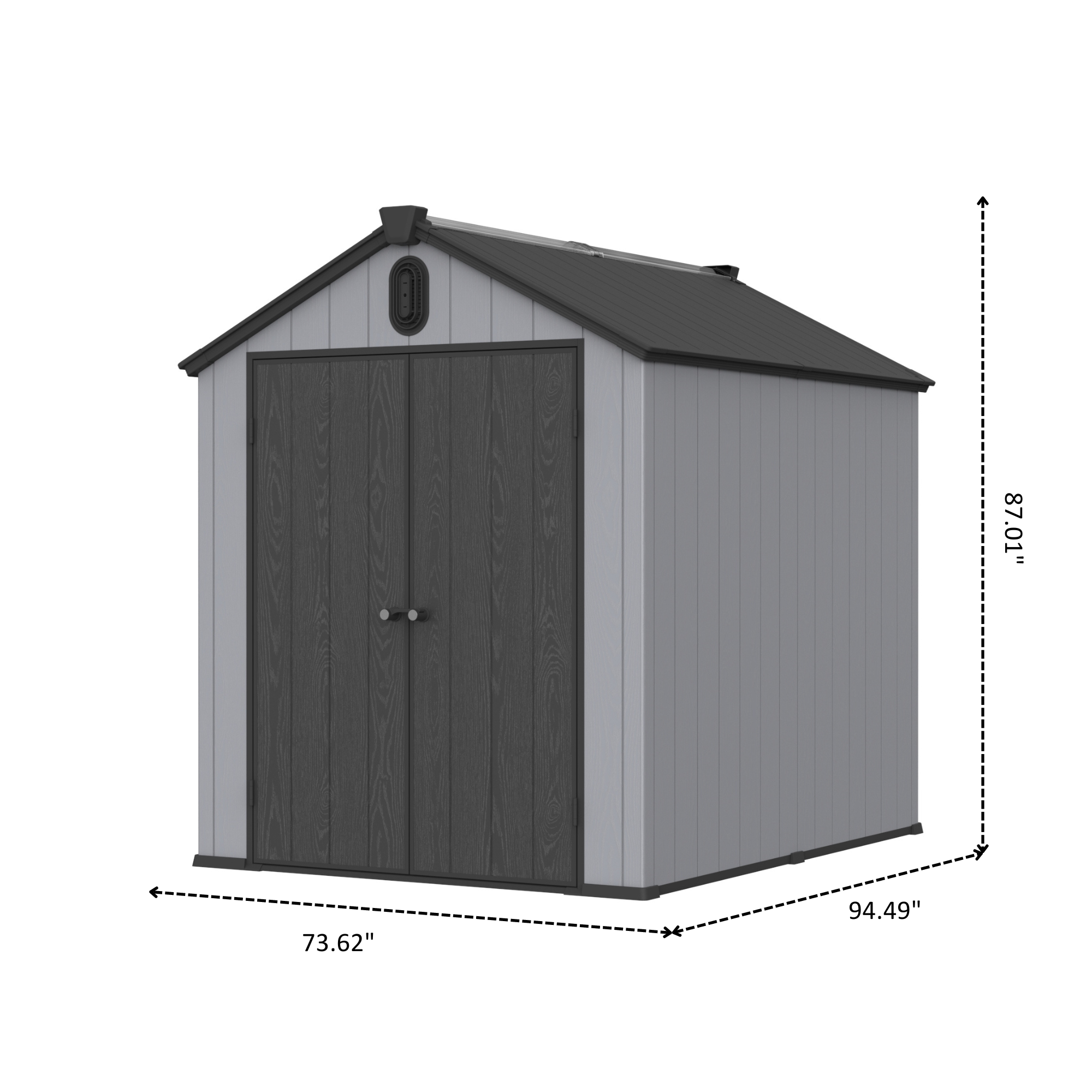 XWT012 6*8ft plastic storage shed for backyard garden big spire Tool storage