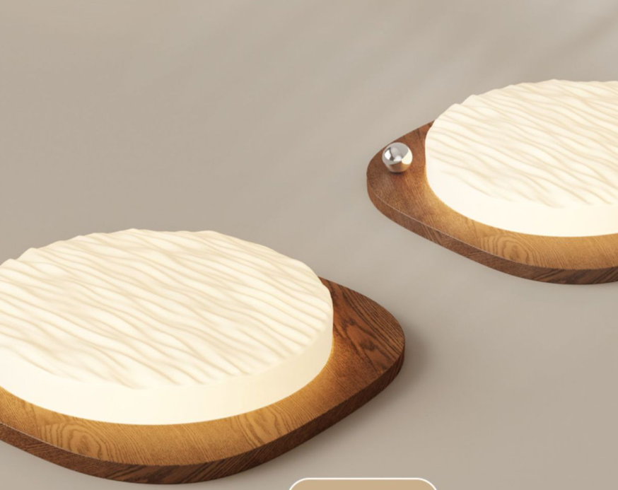 Bedroom lamp retro walnut wood grain full spectrum eye protection lamp ceiling lamp