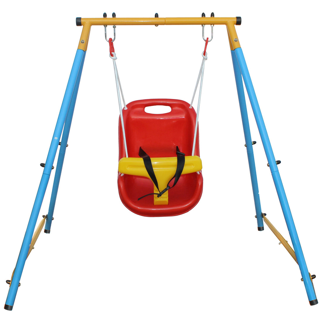 Baby Toddler Indoor/Outdoor Metal Swing Set with Safety Belt for Backyard