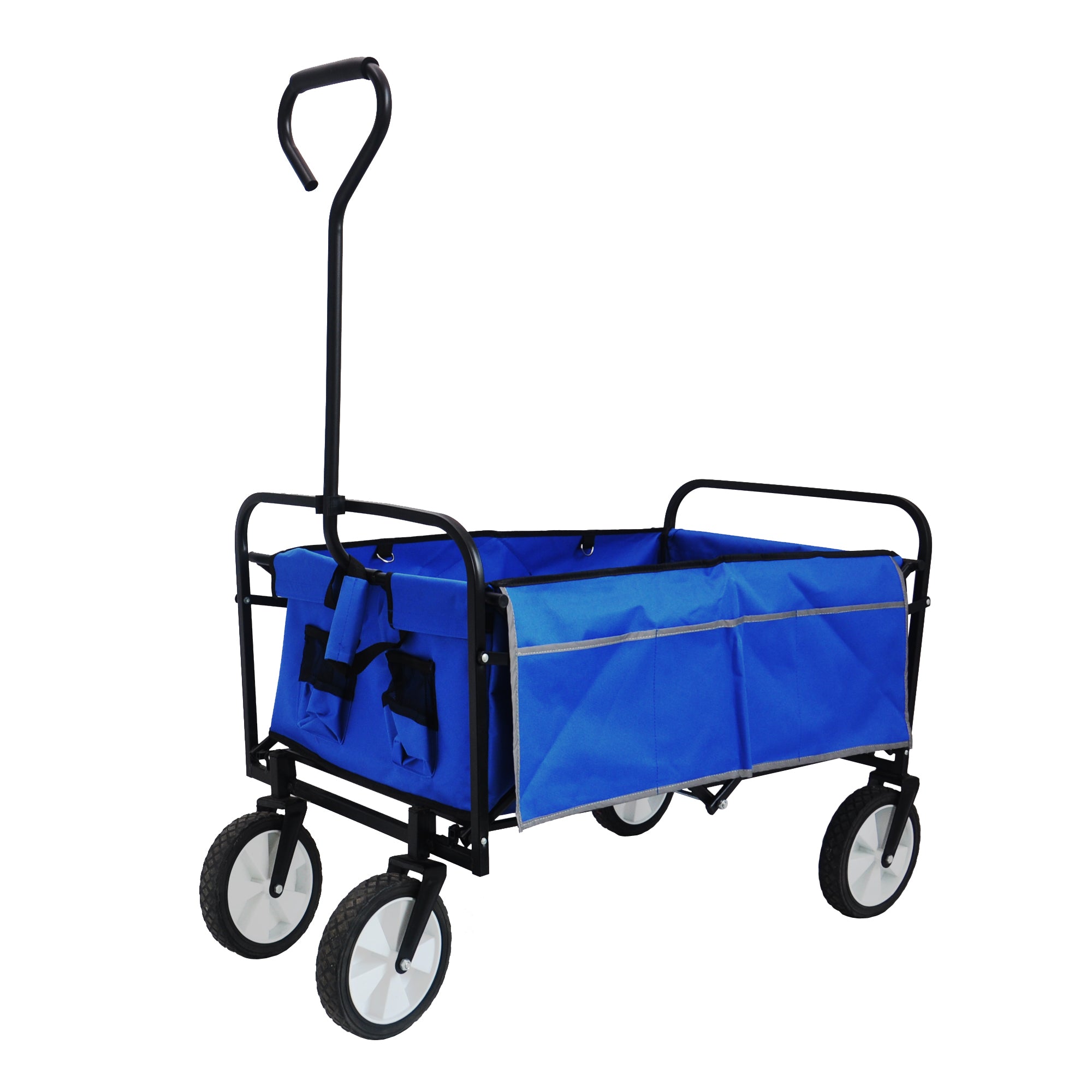 Folding Wagon Garden Shopping Beach Cart   (Blue)