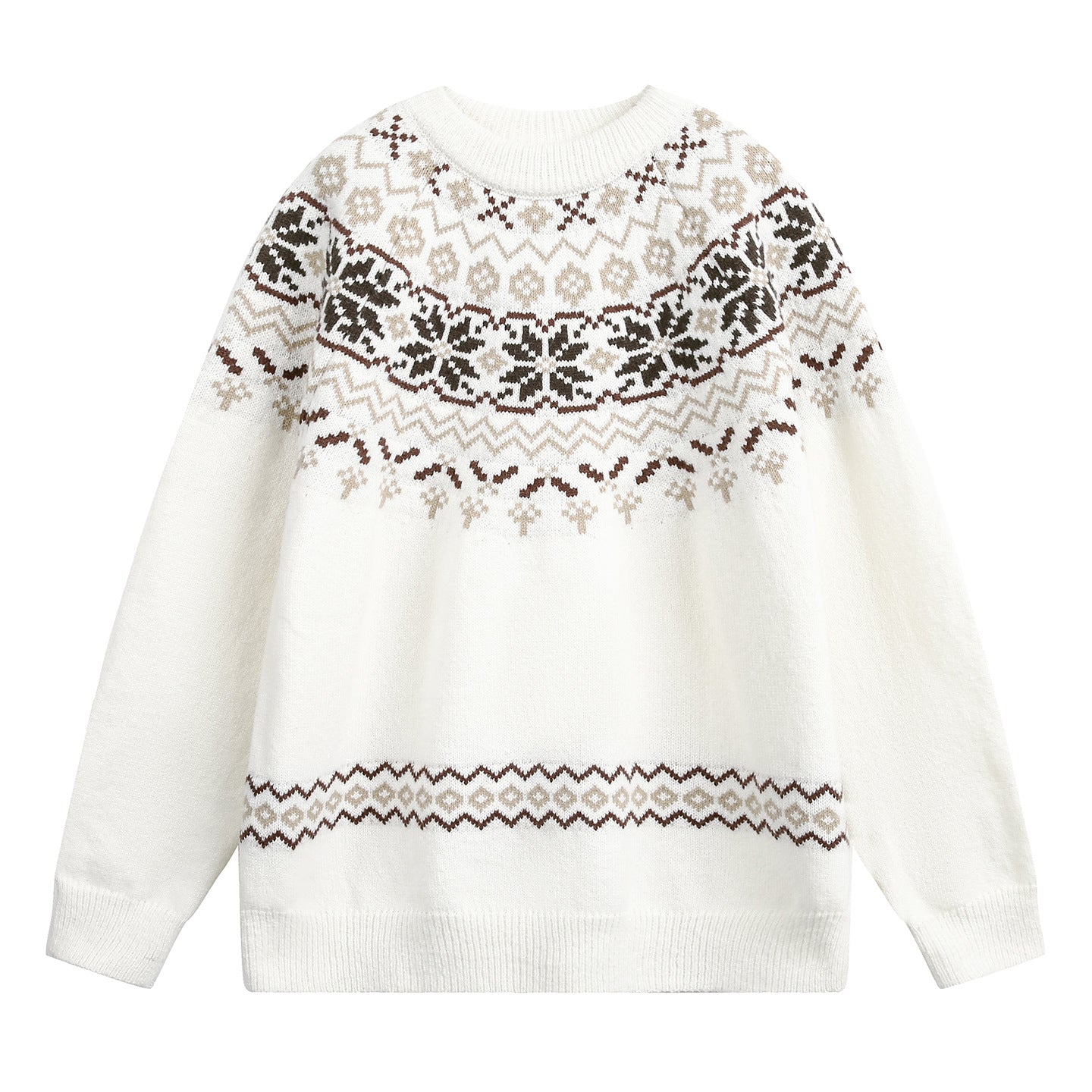 Ethnic style round neck sweater for men