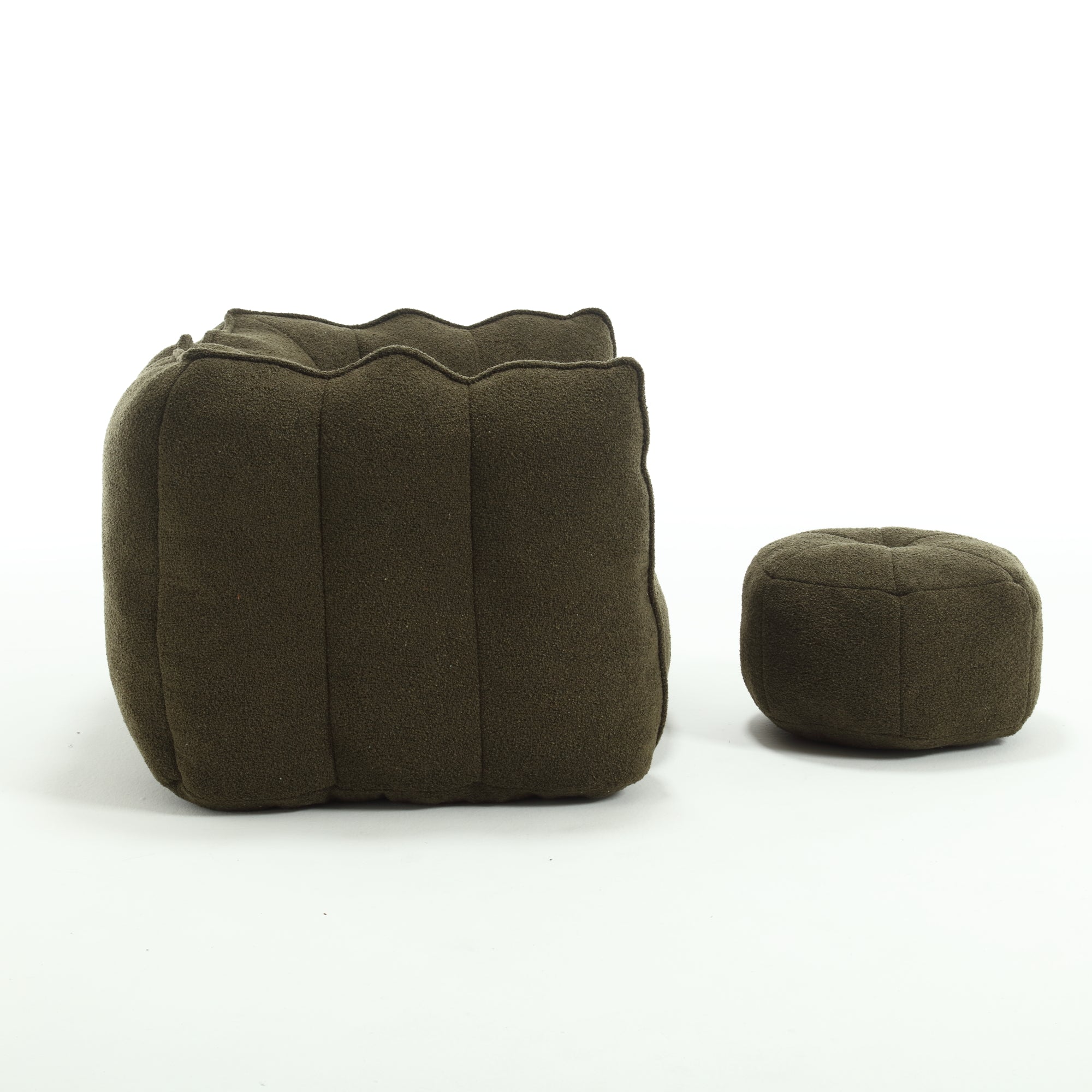 Soft Bean Bag Chair with High Resilient Foam(Chips)for living room and bedroom,Comfortable Square Lazy Sofa with Footstool