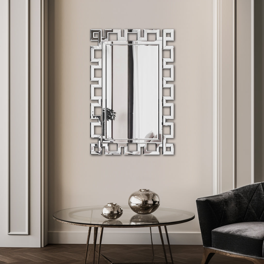 Large Wall-Mounted Silver Decorative Rectangular Wall Mirror for Home, Living Room, Bedroom, Entryway (clear HD mirror)