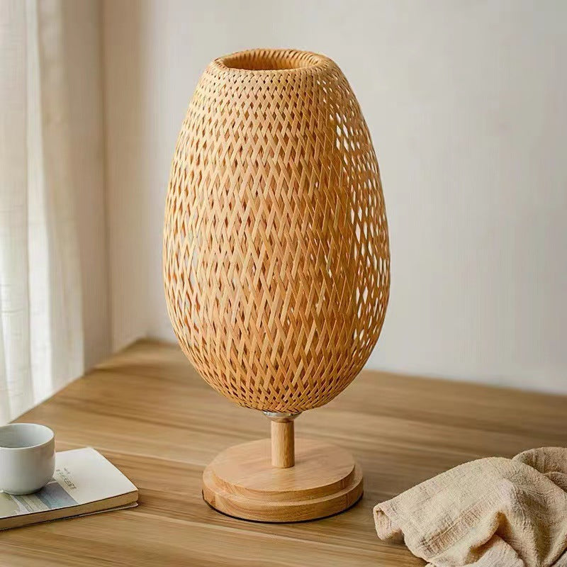 Japanese Zen Style Bamboo Woven Desk Lamp, Bedroom, Living Room, Tea Room, Hotel, Study, Bedside, New Chinese Style Desk Lamp