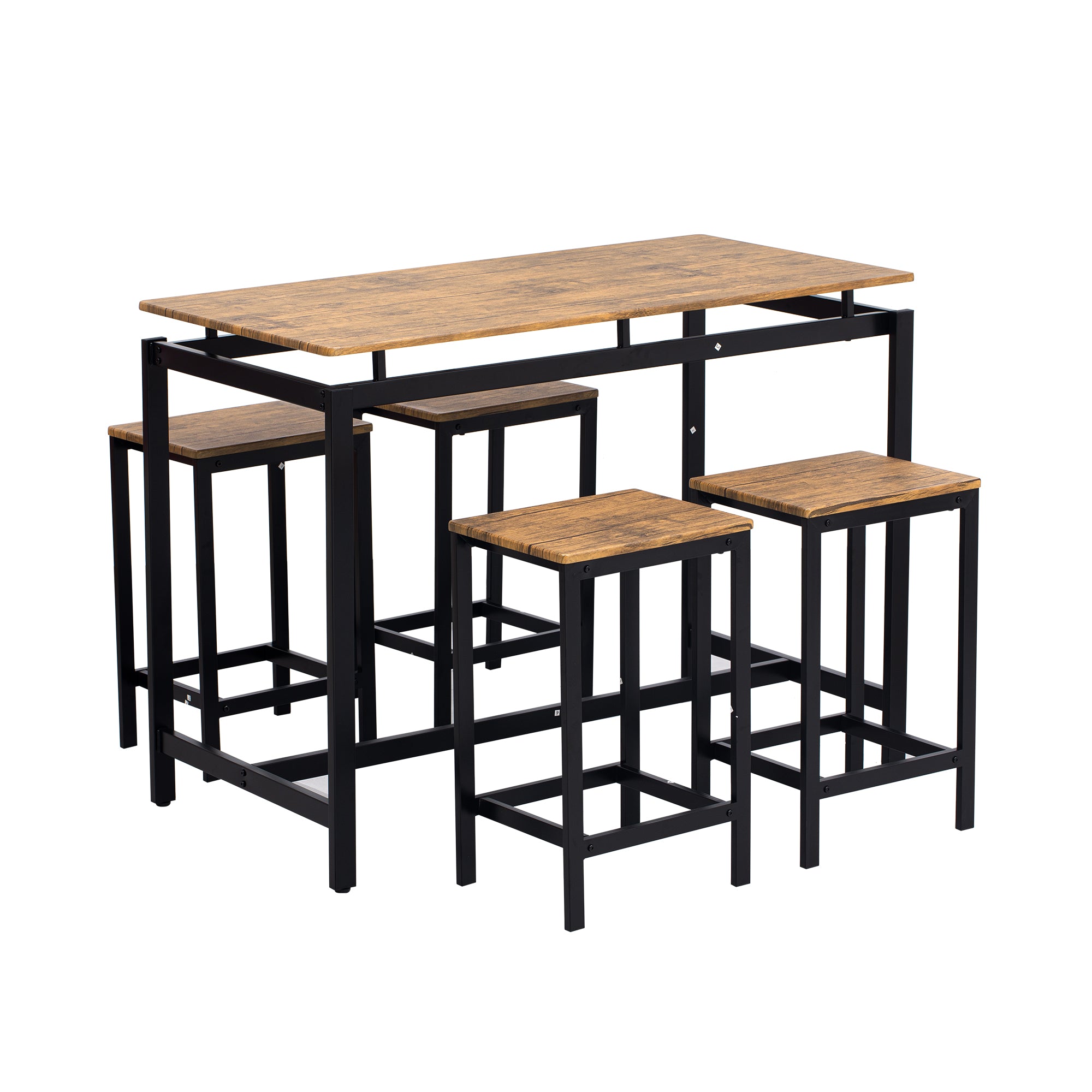 TREXM 5-piece compact bar table with table and stool - modern industrial design brown