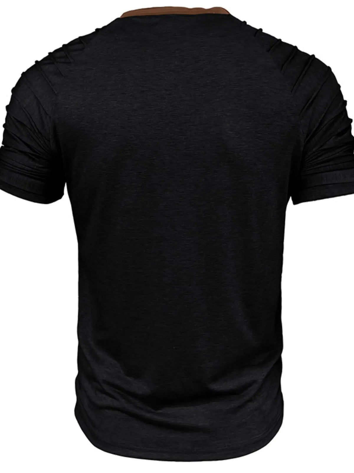 Casual henley short sleeve top with contrast collar
