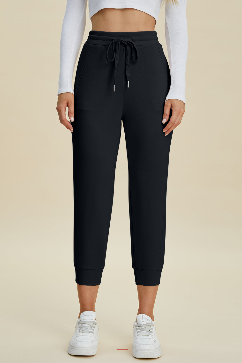 Air scuba drawstring high waist cropped pants