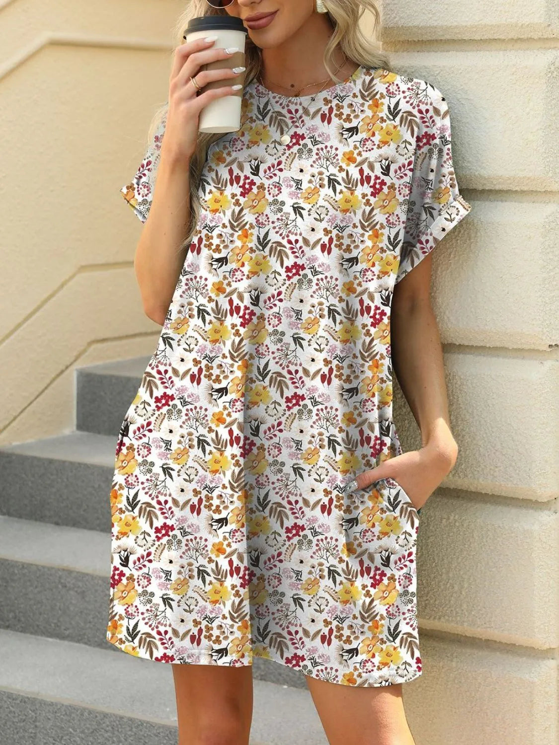 Printed tee mini dress – floral