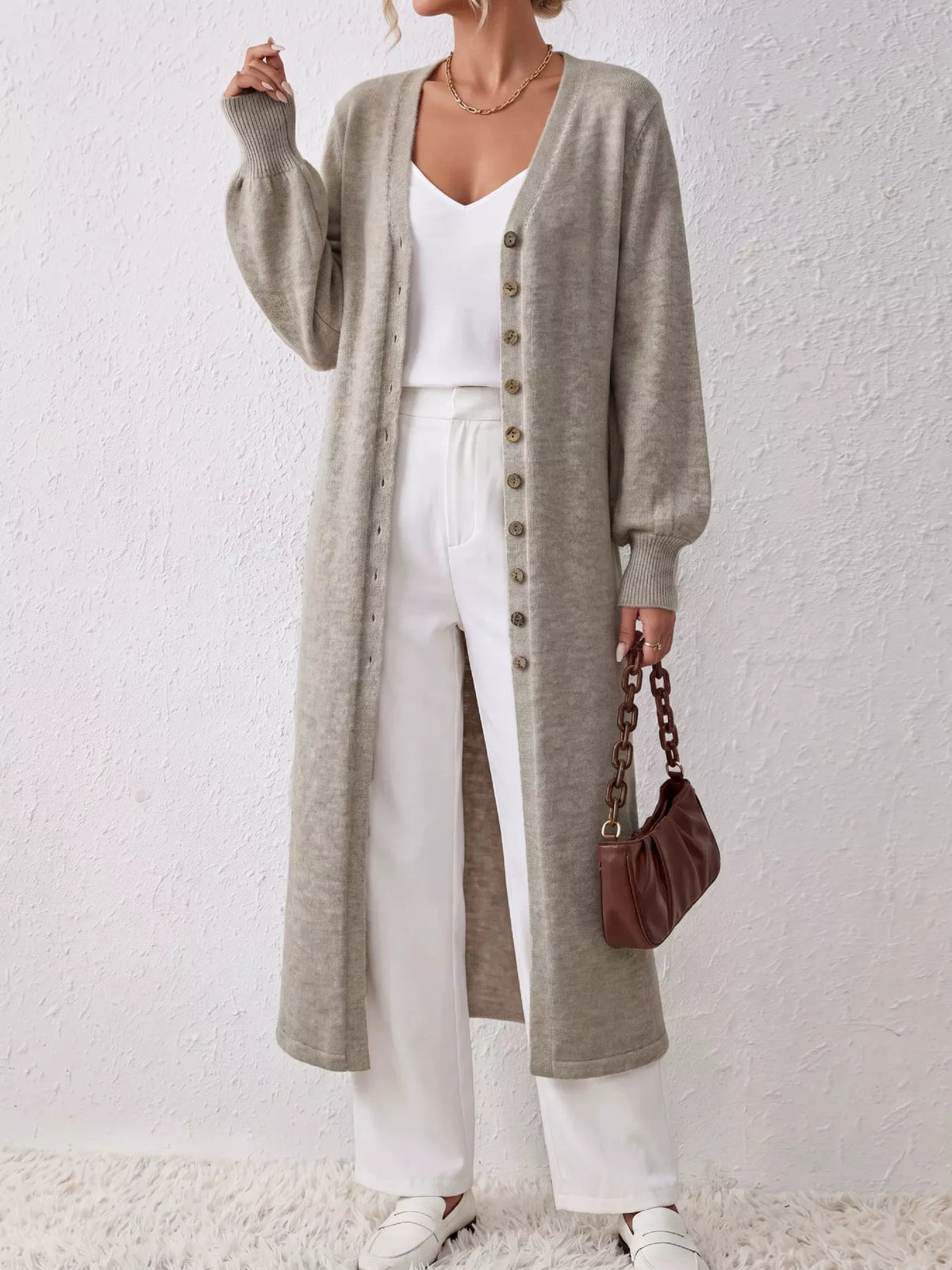 Long knit cardigan in grey