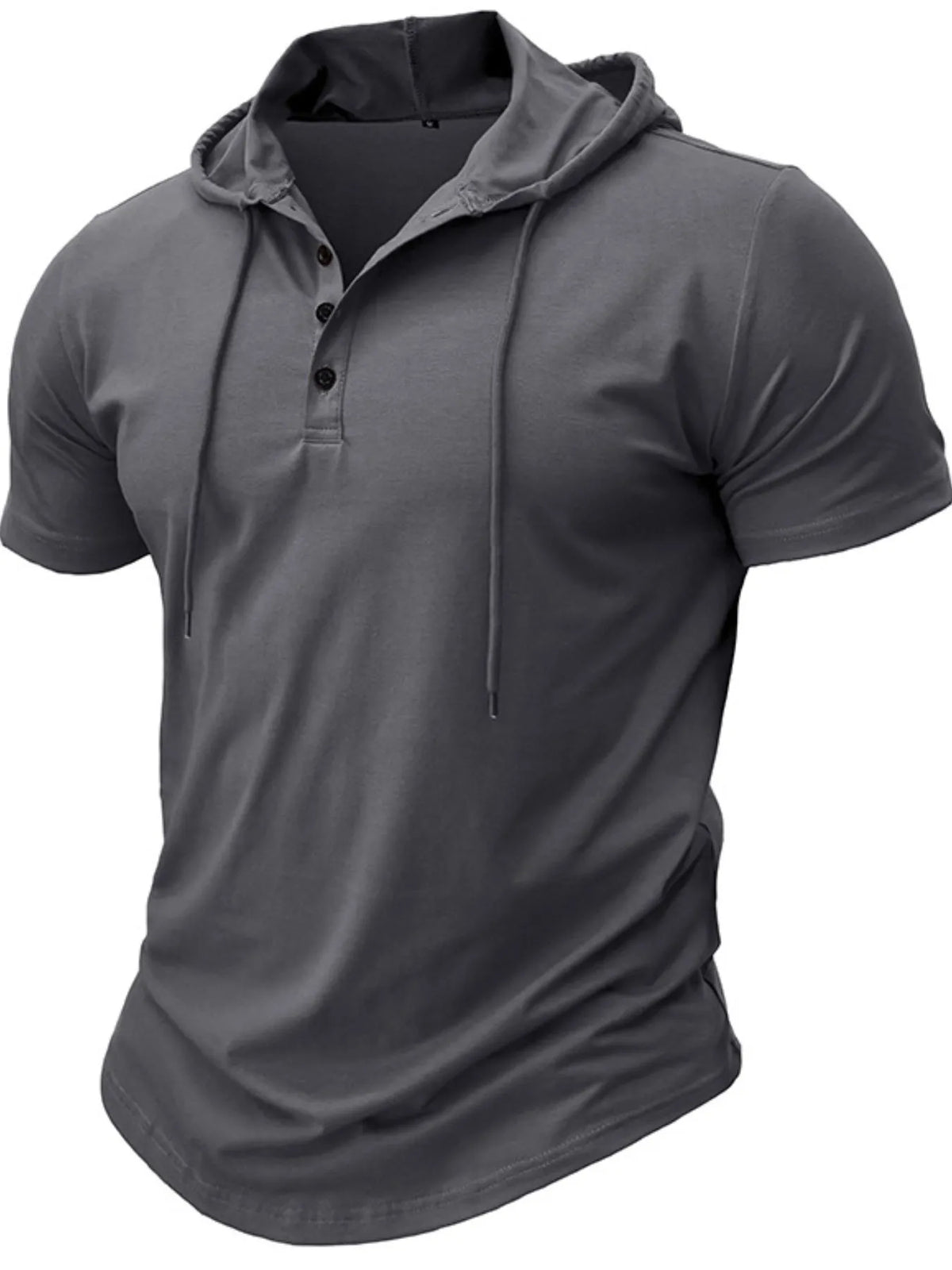 Casual hooded henley T-shirt