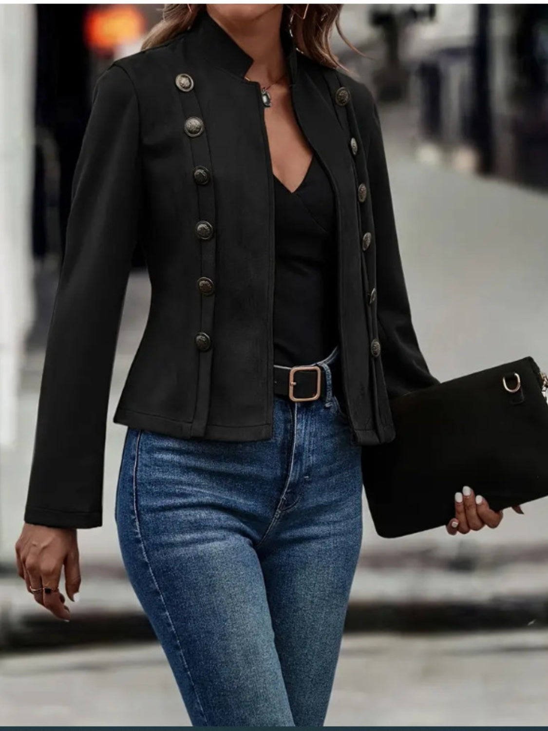 Open-front button jacket