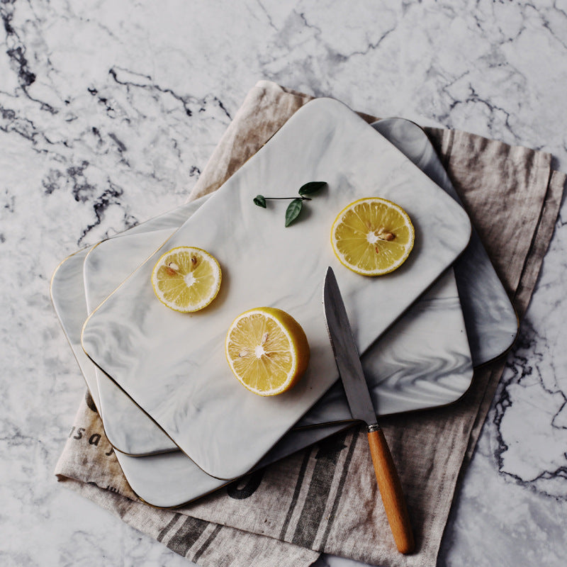 Marble-glaze serving tray