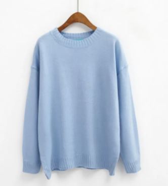Relaxed pullover sweater – blue