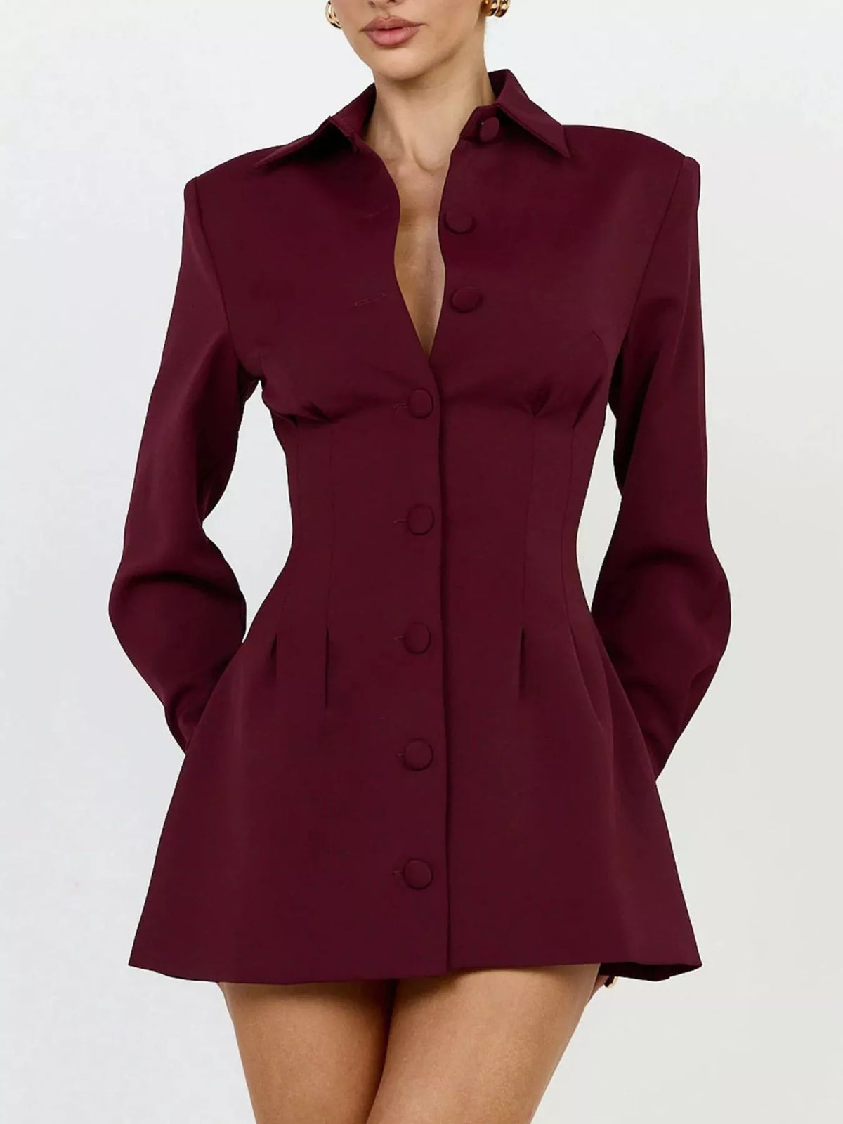Corset blazer dress – wine red
