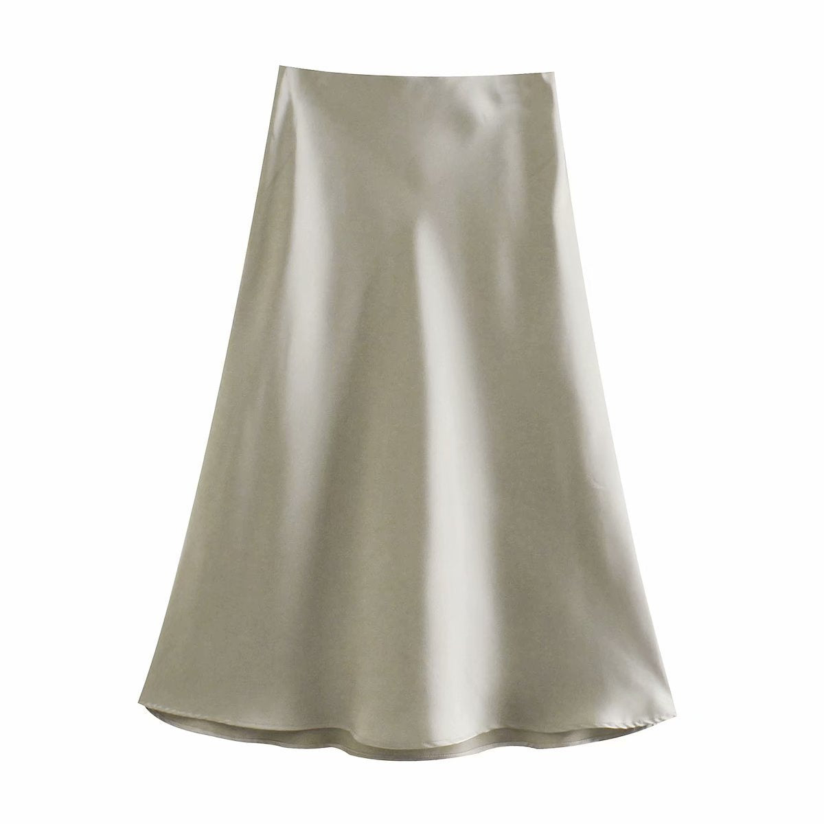 Satin midi skirt – khakis