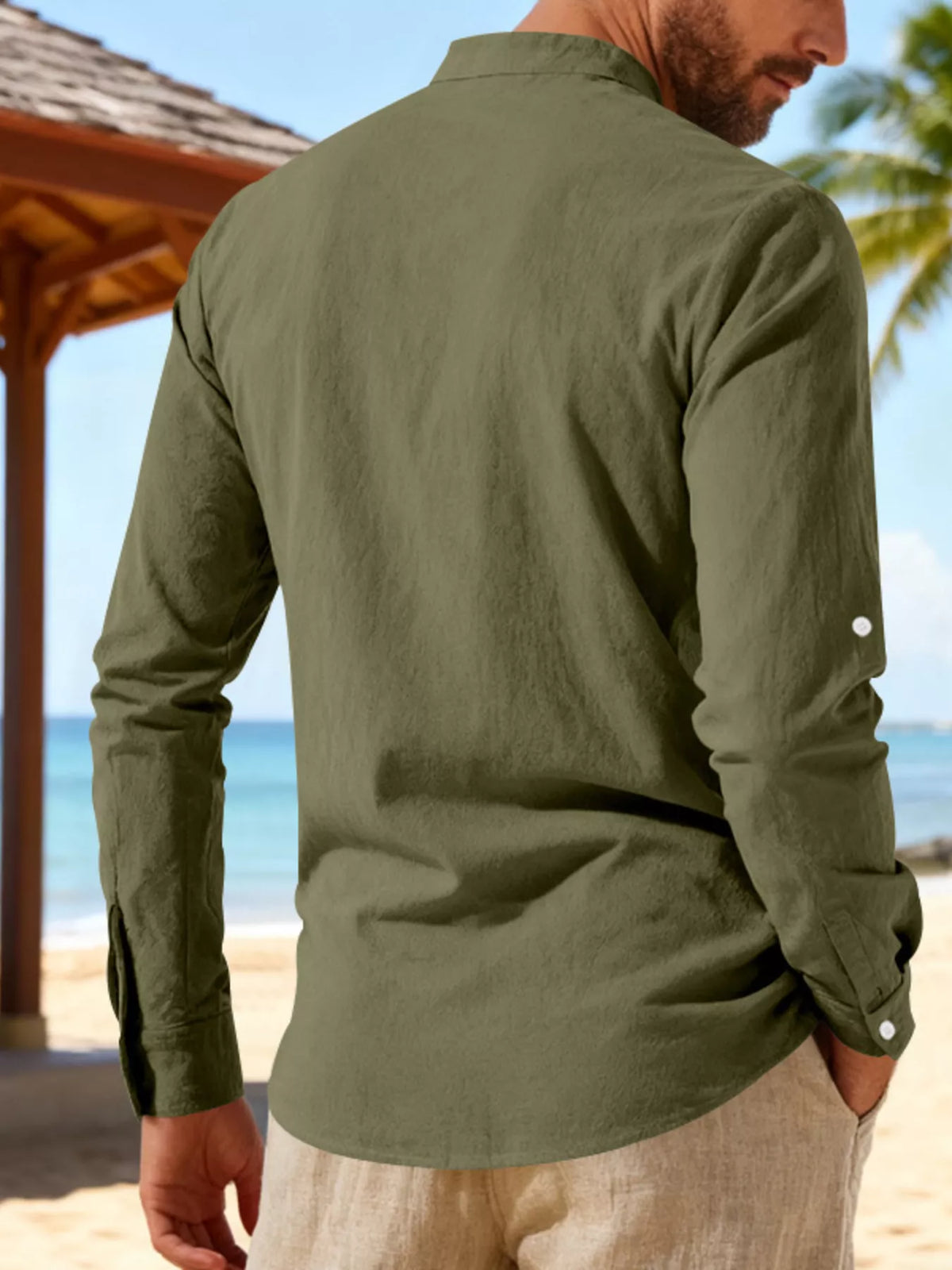 Lace-up linen shirt