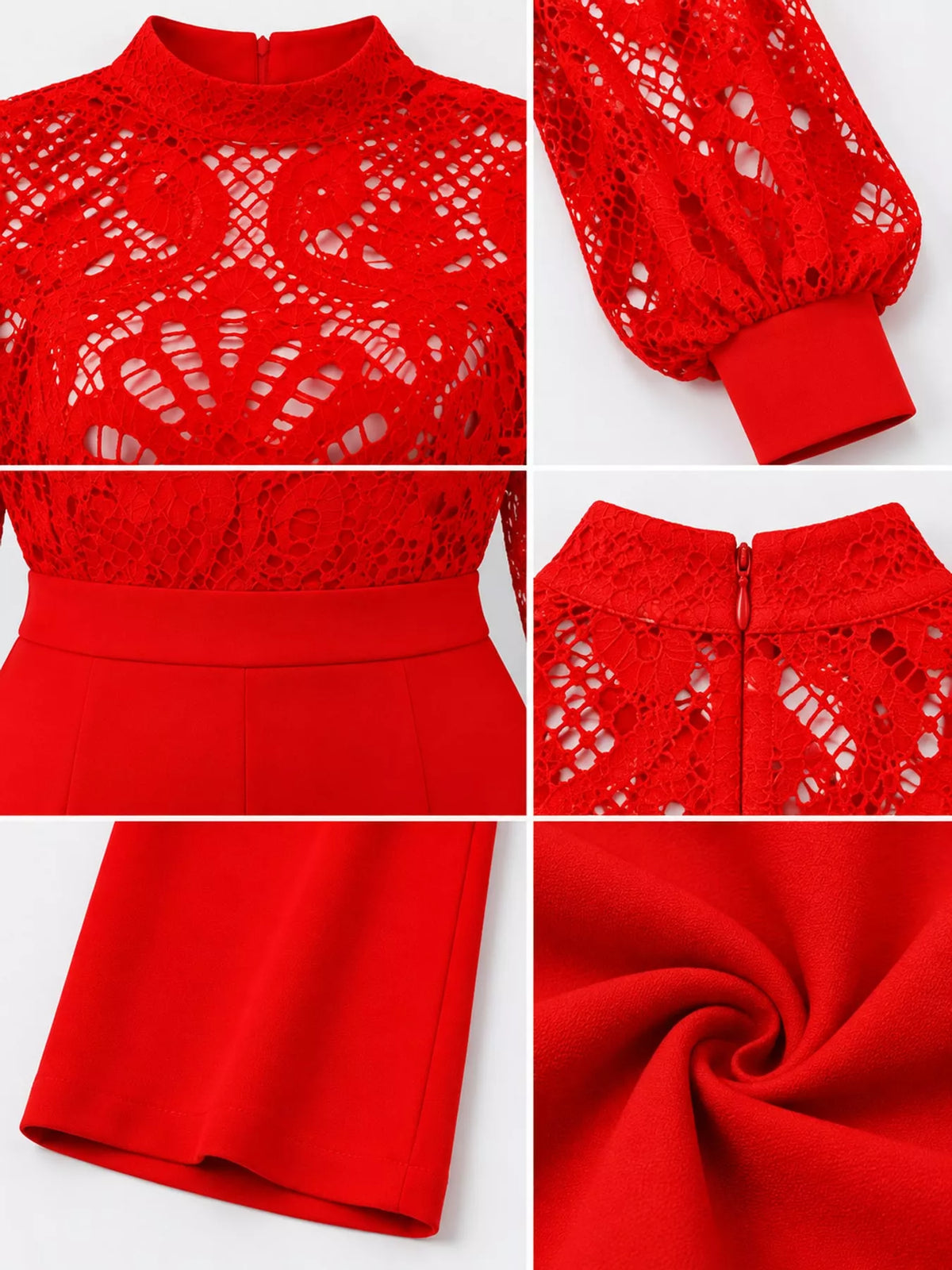 Lace lantern-sleeve jumpsuit