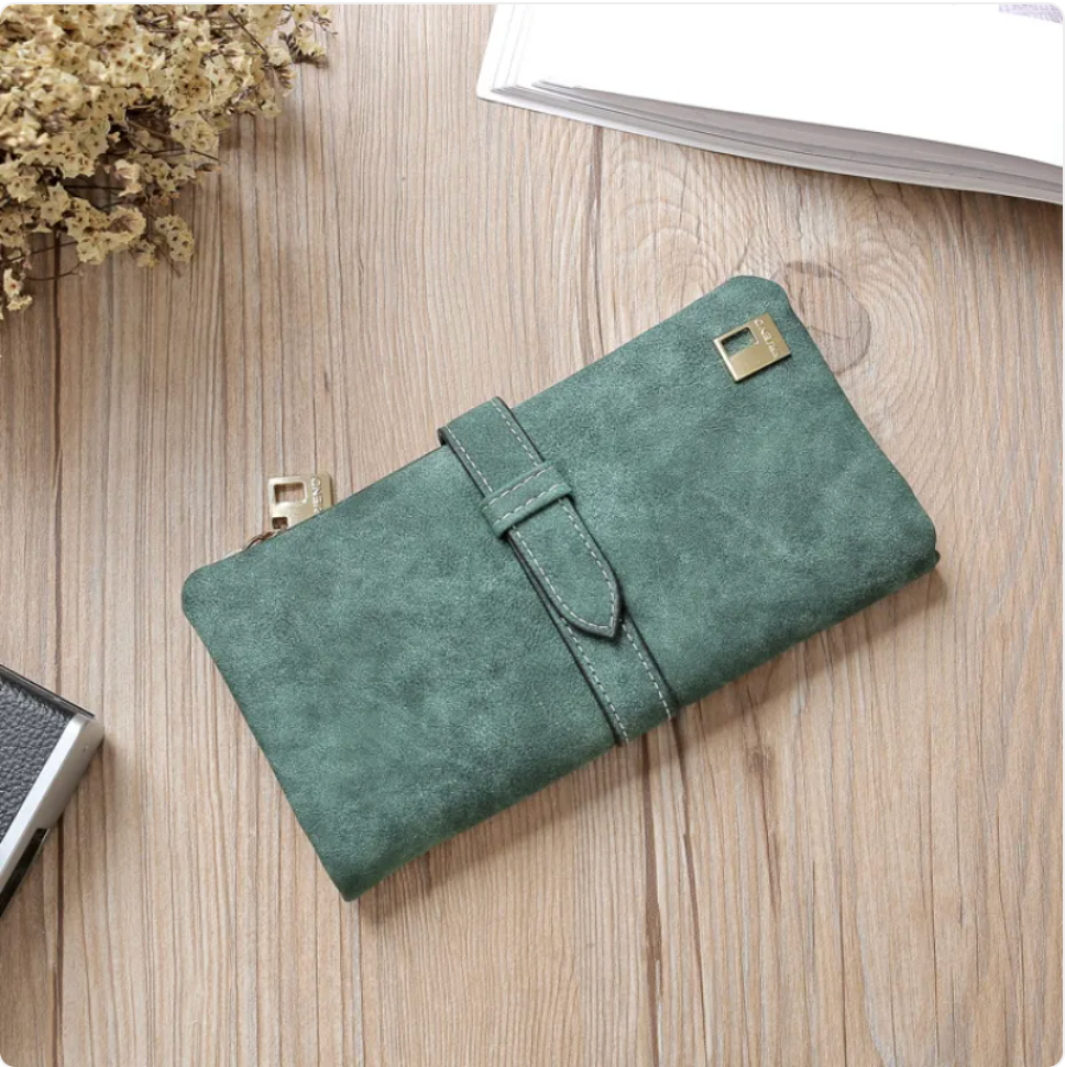 Faux suede zip wallet