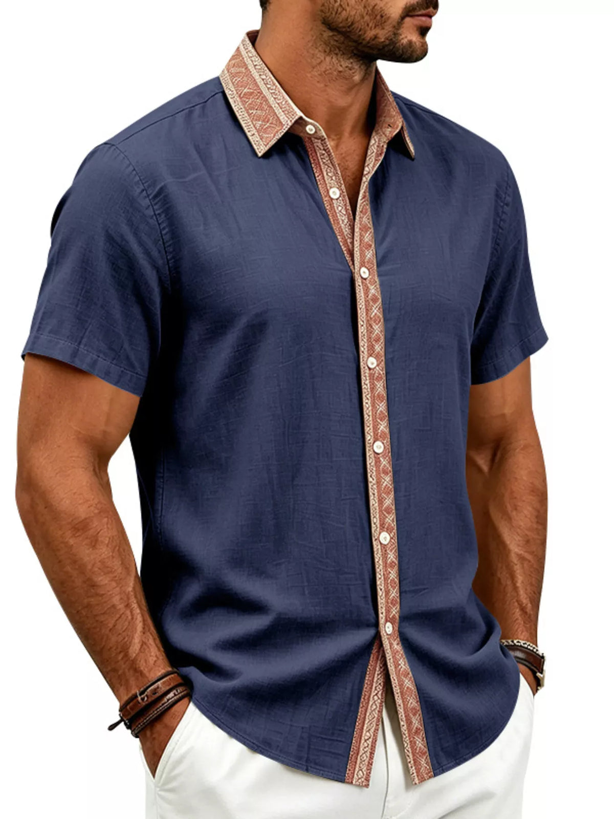 Short-sleeve linen shirt