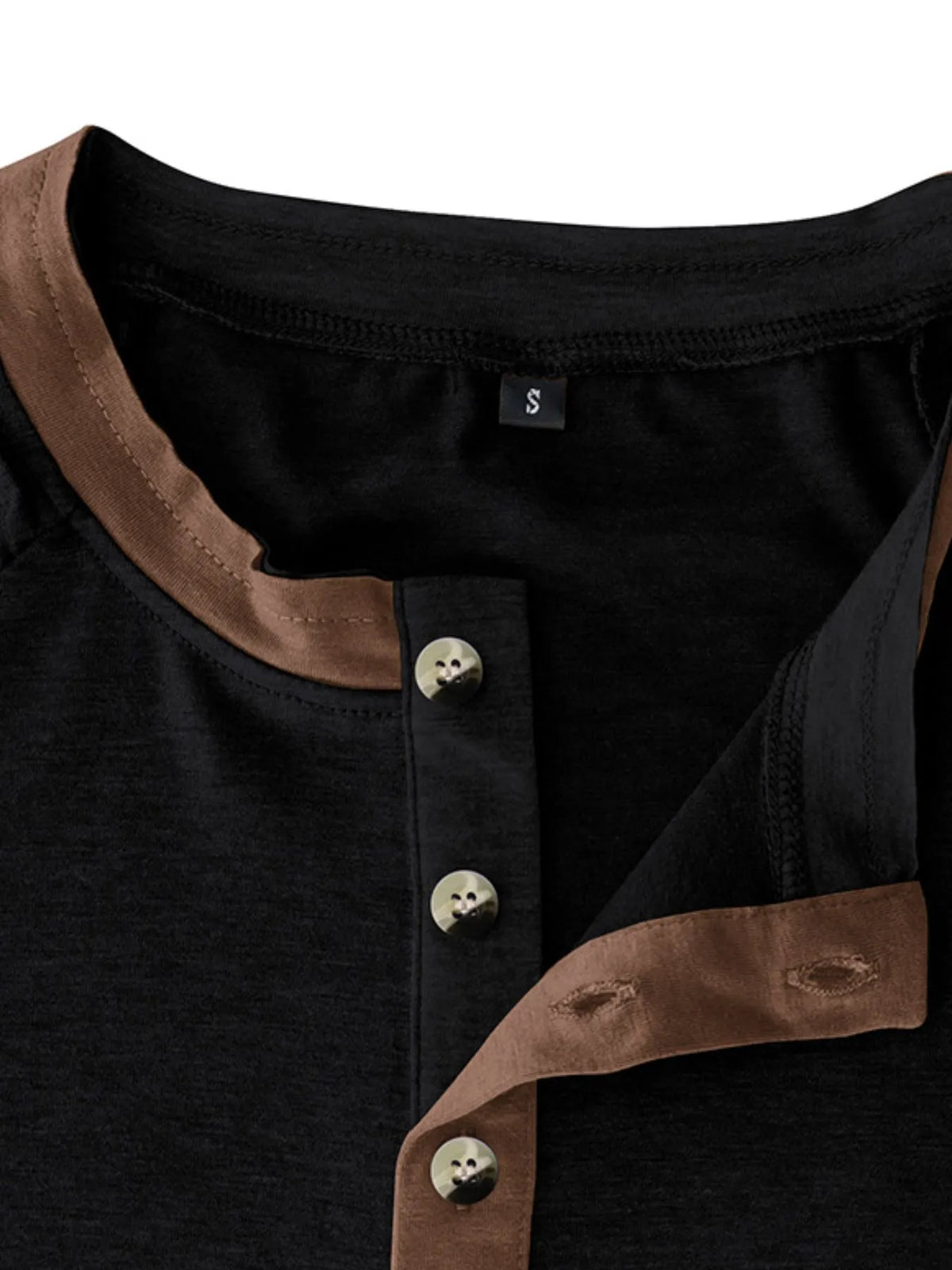 Casual henley short sleeve top with contrast collar