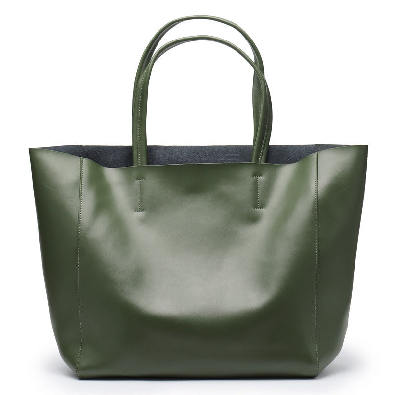 Soft leather shopper tote