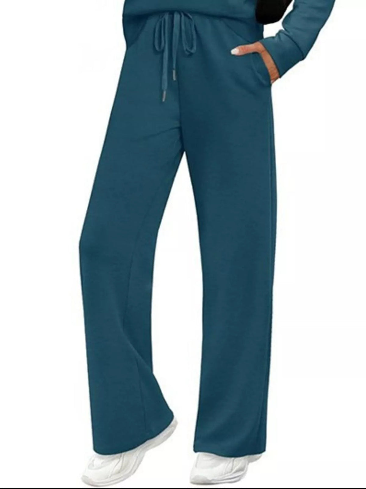 Long sleeve round neck top and pants set