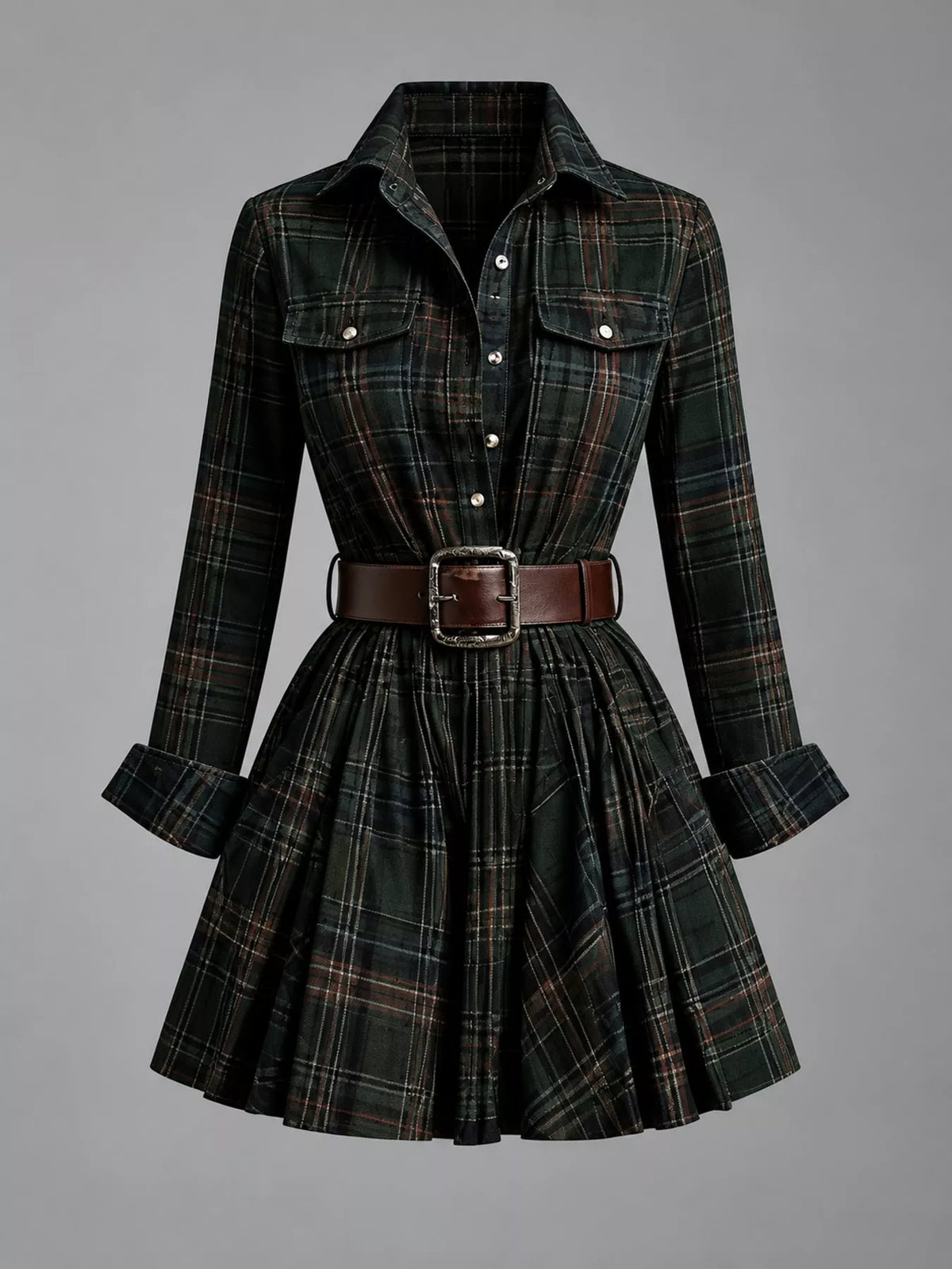 Plaid shirt dress