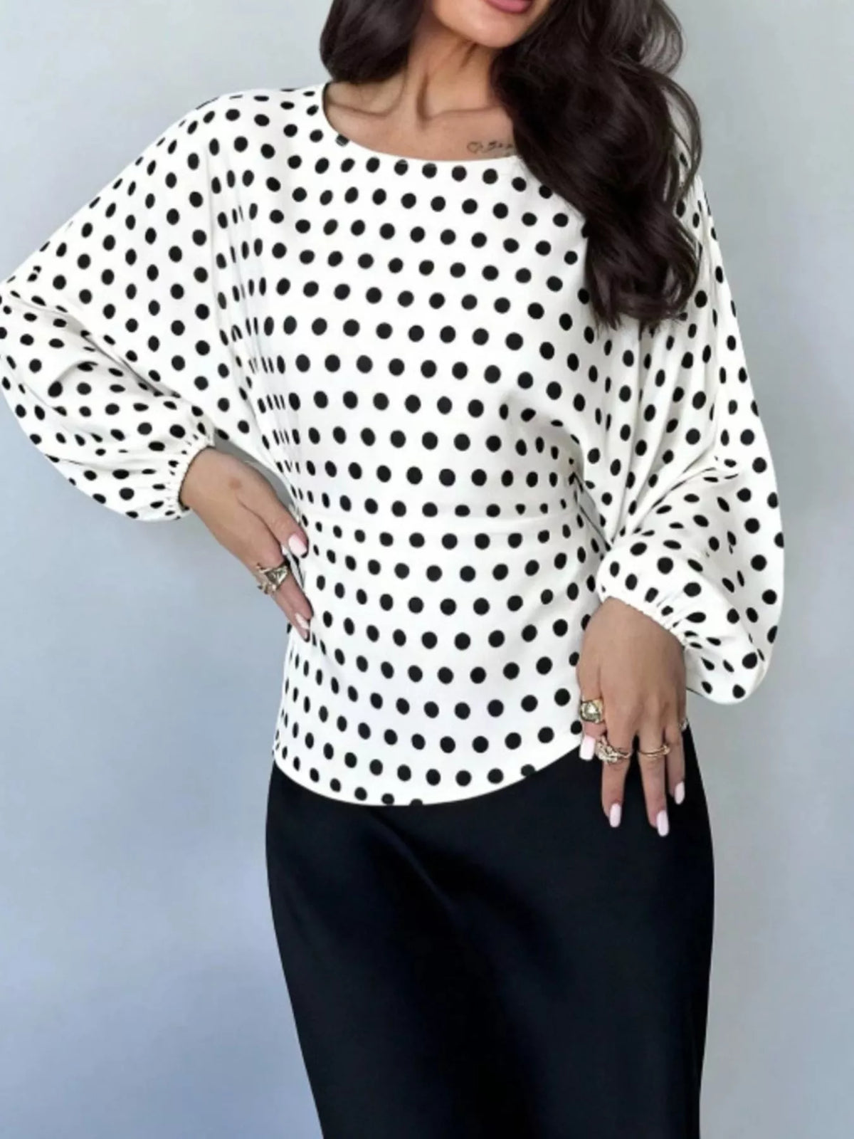 Back tie long sleeve blouse