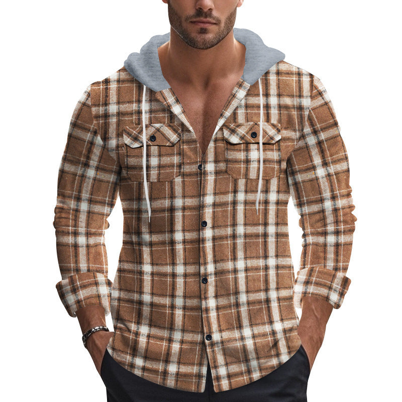 American Retro Autumn And Winter Men's Plaid Shirt