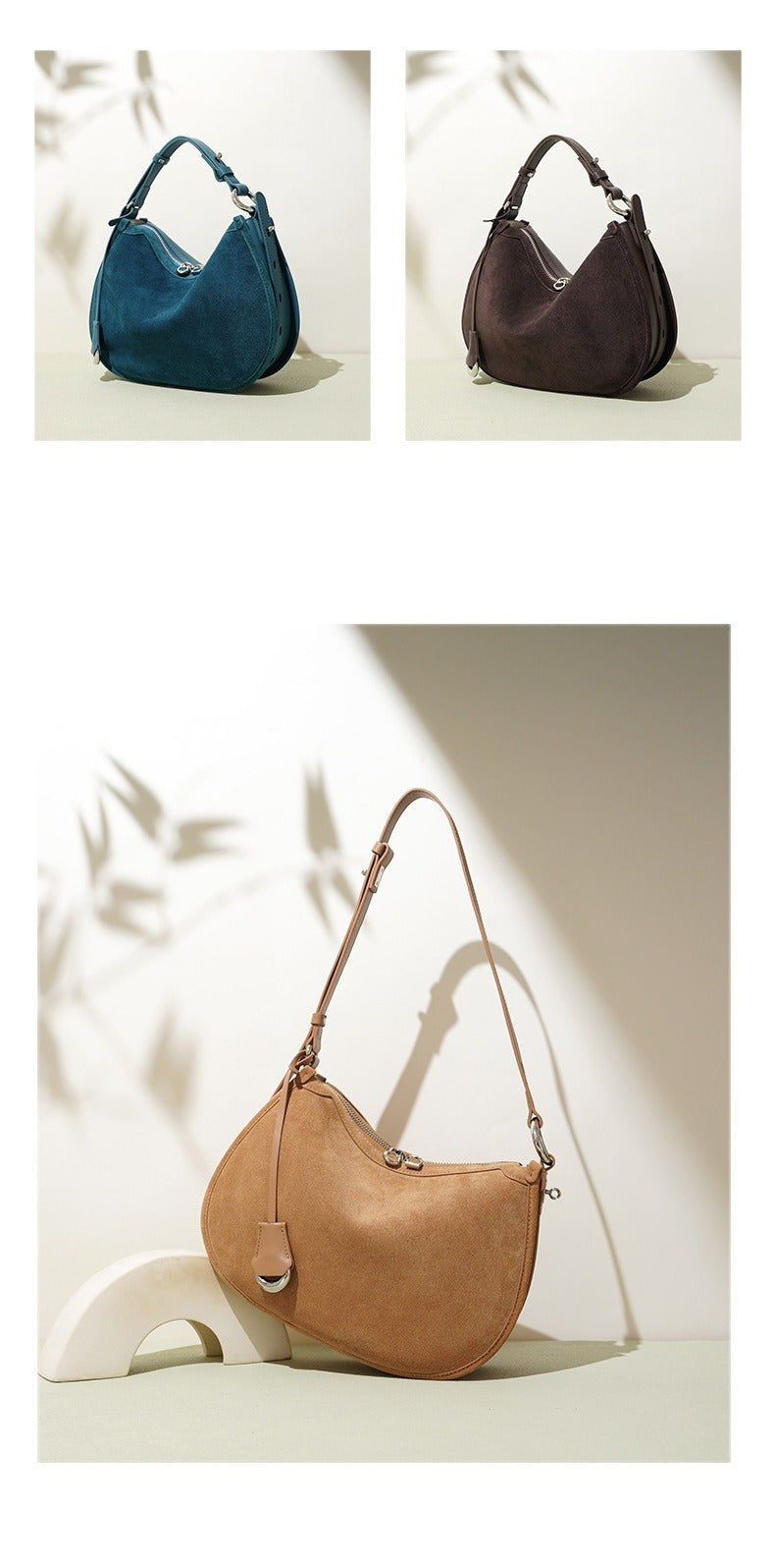 Matte leather crescent bag